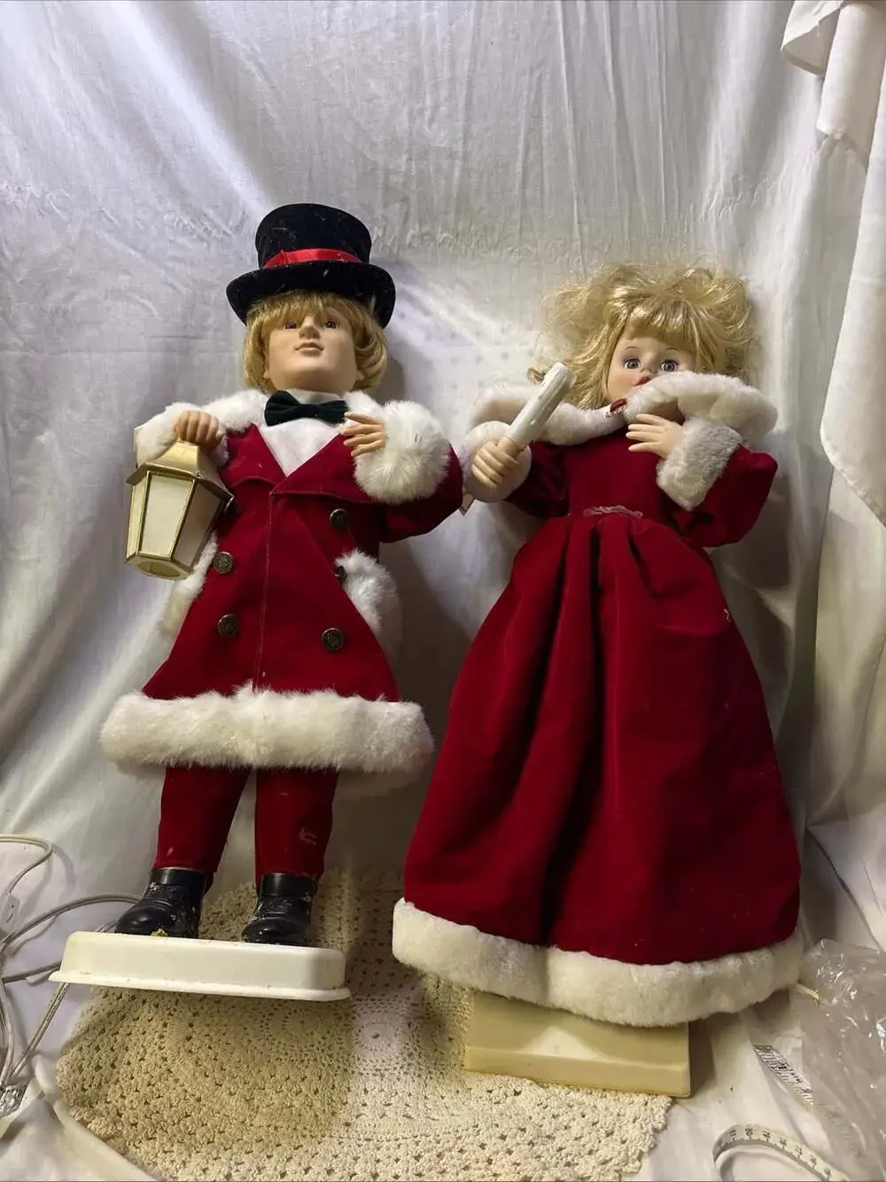 Vintage Telco Motion-ette Animated Victorian Christmas Pair: Man and Woman